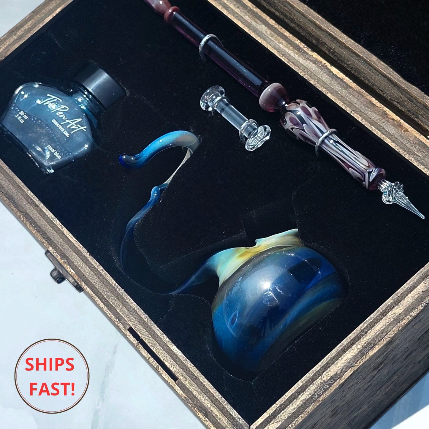 Benedict pen with silver-gold fumed cleaning orb in box