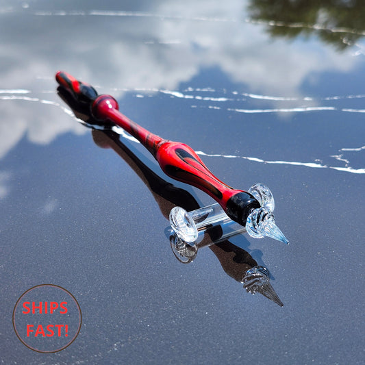 Handmade black Salem calligraphy pen, ideal personalized gift for authors and gothic art lovers.