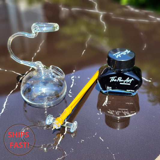 Elegant opaque white dip pen with spiral details on grip and tail.