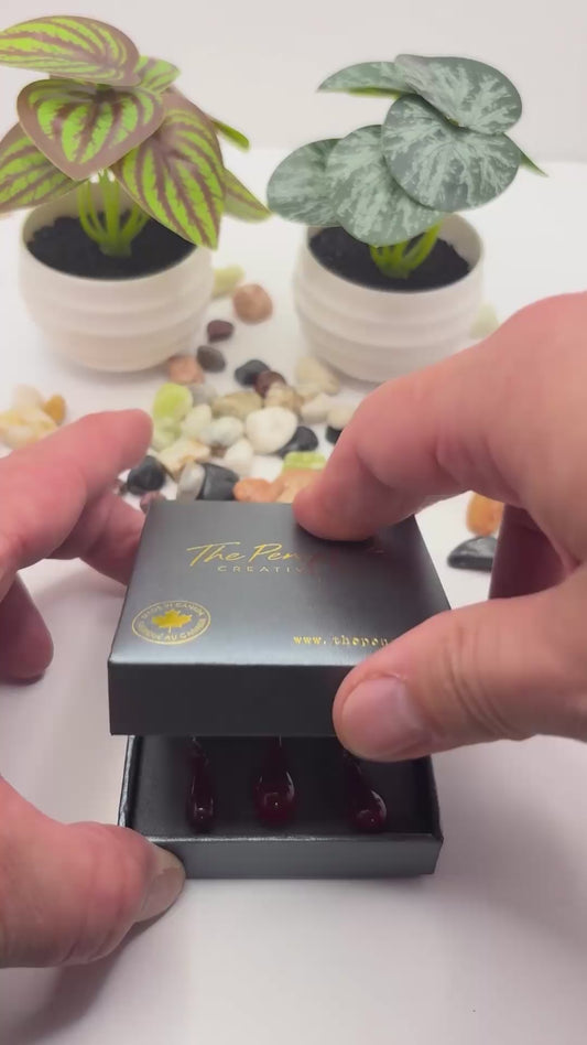 Amber Glass Jewelry Set – Handmade Teardrop Pendant & Sterling Silver Earrings